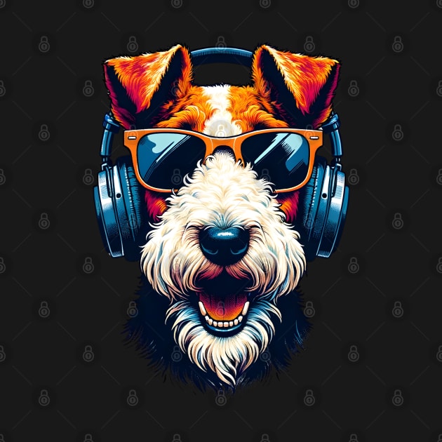 Wire Fox Terrier Smiling DJ in Japanese Art Style by ArtRUs