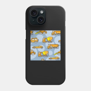 Vehicles orange on blue-gray dots Phone Case