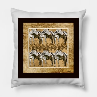 Zebra Herd Brown and Tan Pillow