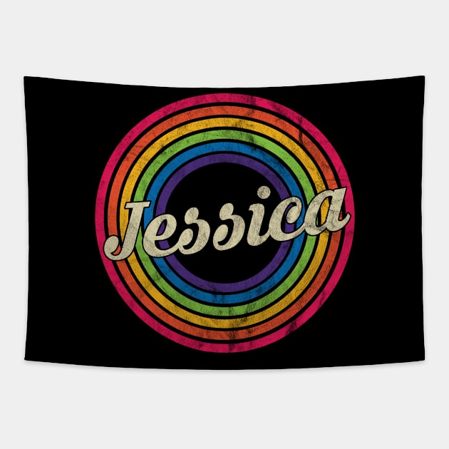 Jessica - Retro Rainbow Faded-Style Tapestry by MaydenArt