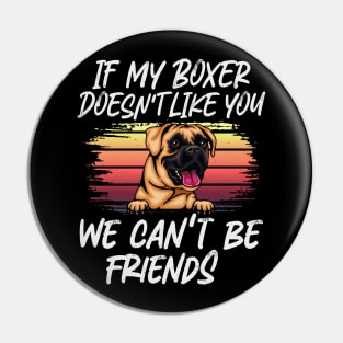 Boxer Dog Owner Dog Lover Funny Quote Retro sunset Pin