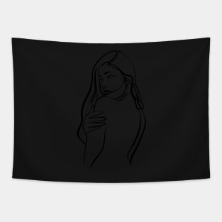 Simple And Aesthetic One Line Art Woman Tapestry