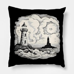 Lighthouse in a Gloomy Weather Pillow