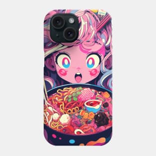 Cute Anime Girl |  Ramen Noodles | Hentaii Chibi Kawaii Design Phone Case