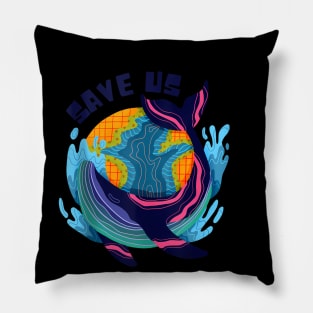 Save The Whales Save The Planet World Oceans Day Pillow