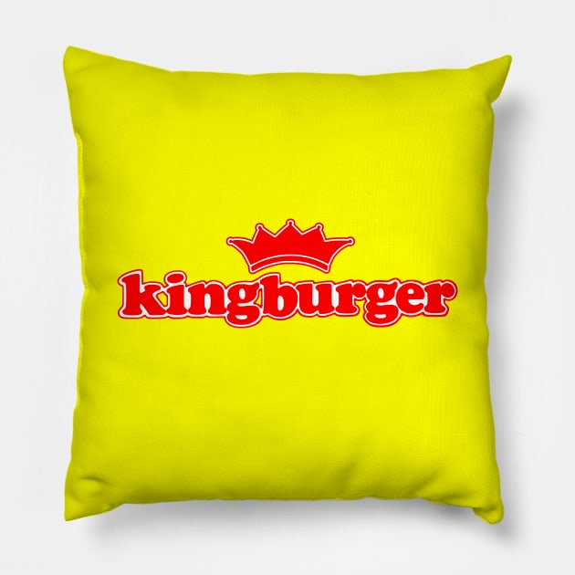 Kingburger (Red Text) Pillow by Alan Hogan