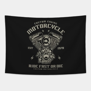 Custom Motorcycle Engine Ride Fast Or Die Tapestry