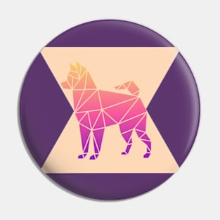 Geometric Dog Colorful Abstract Retro Design Pin