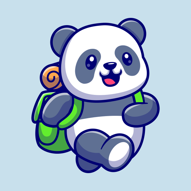 Cute Panda Traveling With Backpack Cartoon by Catalyst Labs