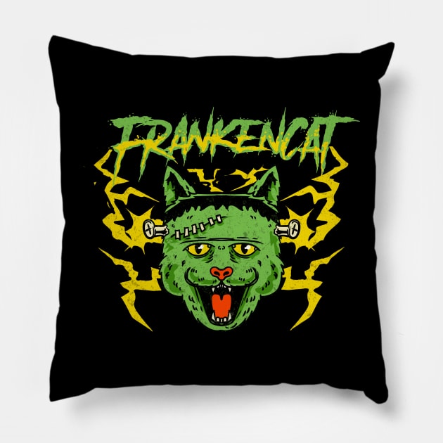 FrankenCat Frankenstein monster parody Pillow by Deduder.store