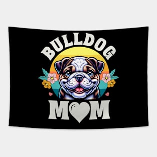 Colorful Bulldog Mom Retro Sunset Dog Lover Tapestry