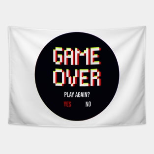 Pixelated Game Over - Gamers Life Design Tapestry