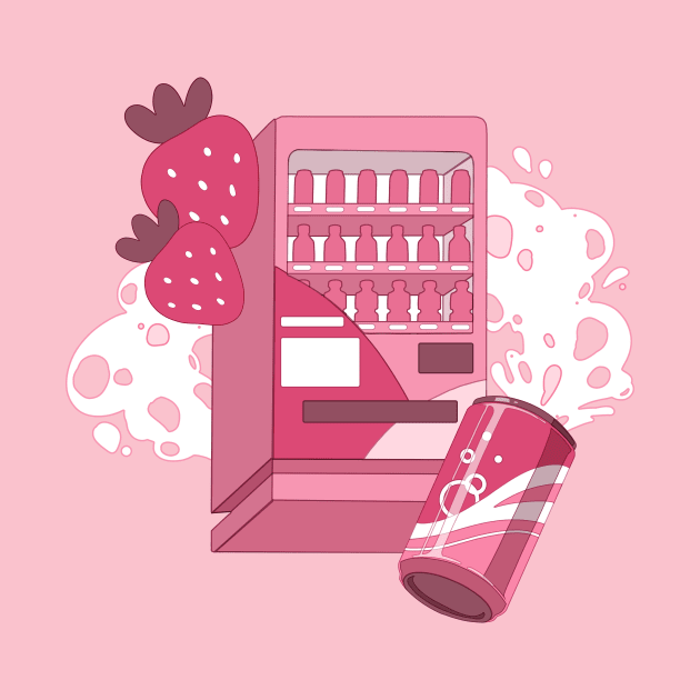 The cute pink vending machine and strawberry drinks by AnGo