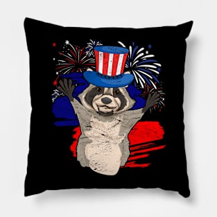 4th Of July Trash Panda Animal Lover USA Flag Raccoon Pillow