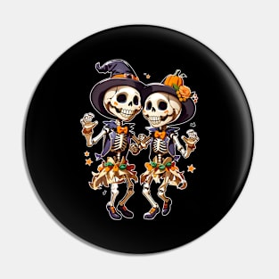 cute skeletons Halloween Pin