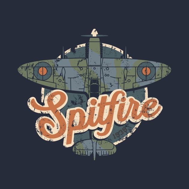 Vintage RAF Spitfire WW2 Fighter Plane by SilverfireDesign