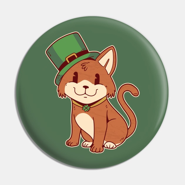 Ginger Cat with Leprechaun Hat Pin by SLAG_Creative