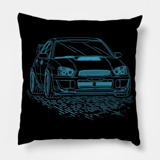 Subie Impreza WRX Blobeye Lineart Blueprint Pillow