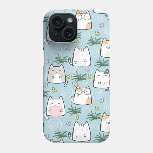 Seamless Pattern Cute Kawaii Cats Phone Case