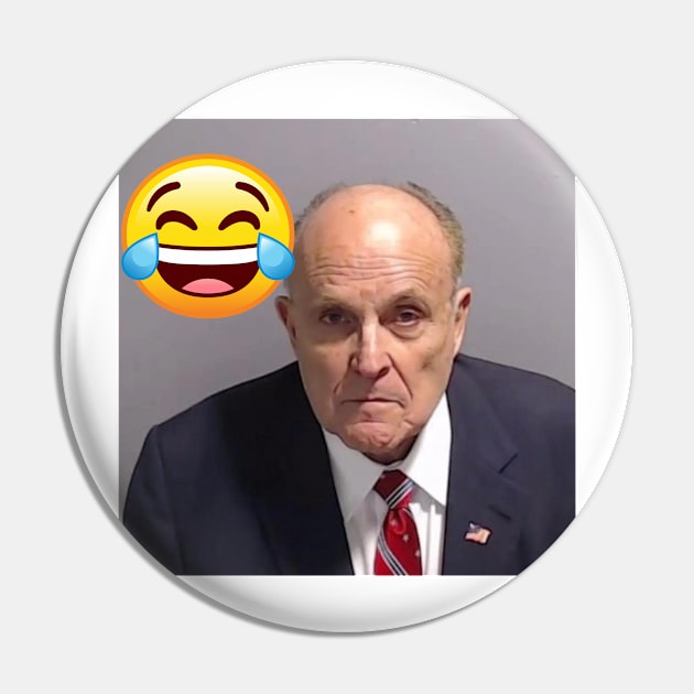 Rudy Giuliani Mug Shot Pin by SillyShirts