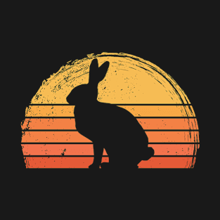 Hare Rabbit Retro Sunset Colors Silhouette T-Shirt