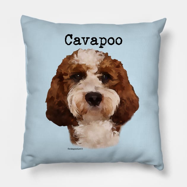 Red Cavapoo Dog Pillow by WoofnDoodle 