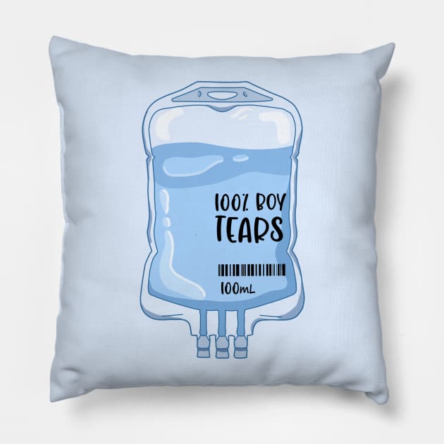 boy tears IV fluids bag Pillow by Dr.Bear