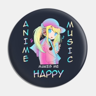 Anime Girl Street Vibe Cool Anime and Music Makes Me Happy Pin