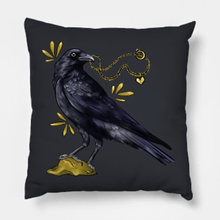 Crow with the golden eye Pillow