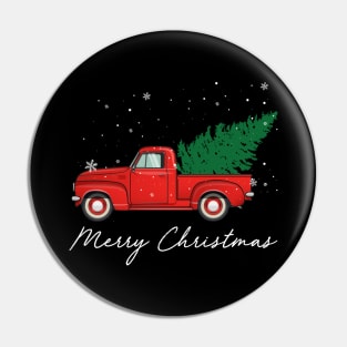 Merry Christmas Retro Vintage Red Truck Pin