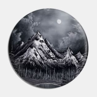 Black and White Winter Mountain Landscape Pin