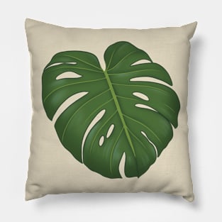 Green Monstera leaf Pillow