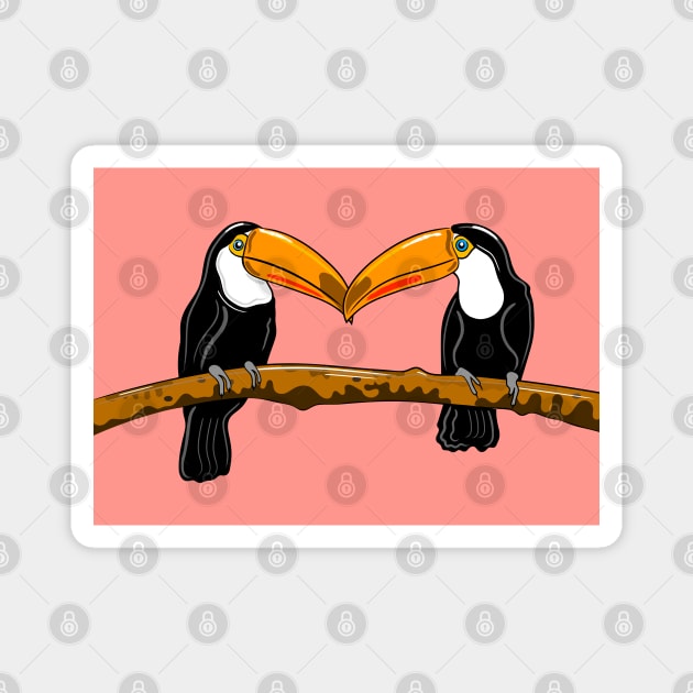 Toucans ( coral version ) Magnet by AdamRegester