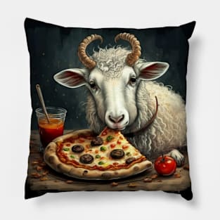 Funny sheep eating pizza gift ideas Pillow