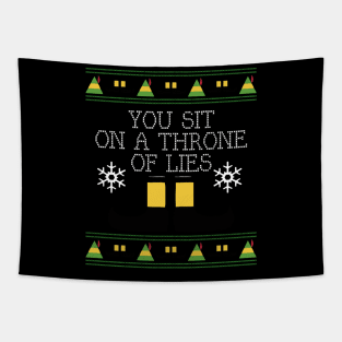 Throne Of Lies Elf Quote Christmas Knit Tapestry