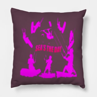 Kitesurfer Pattern Pink Silhouette Seas The Day Fun Pun Pillow