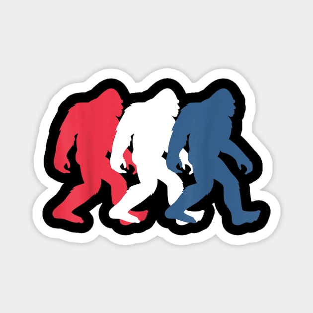 4th of July Bigfoot Red White and Blue Gift Sasquatch Merica Magnet by Haley Tokey