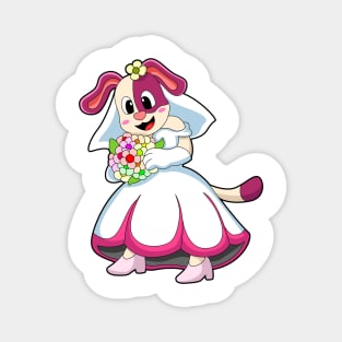 Dog as Bride with Wedding dress & Flowers Magnet