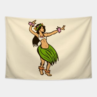 Vintage Hawaiian Hula Dancer Cartoon // Retro Hula Girl D Tapestry