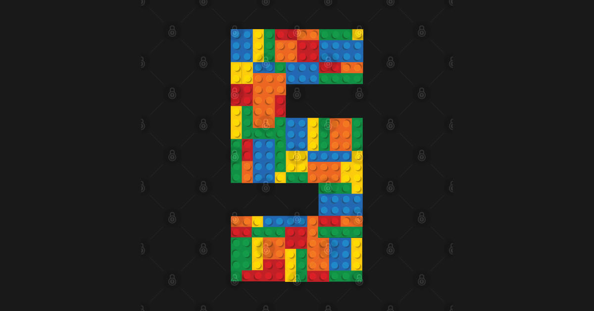 Download Fifth Birthday Lego Blocks - Lego - Kids T-Shirt | TeePublic