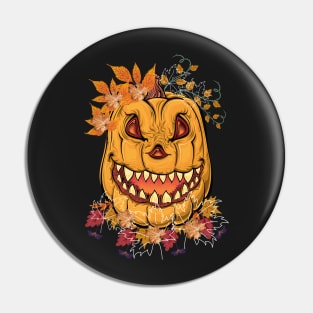 Retro spooky halloween and fall pumpkin Pin
