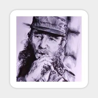 Ink Pen Portrait of Fidel Castro Magnet