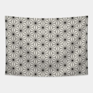 Black Japanese geometric Asanoha Pattern Tapestry