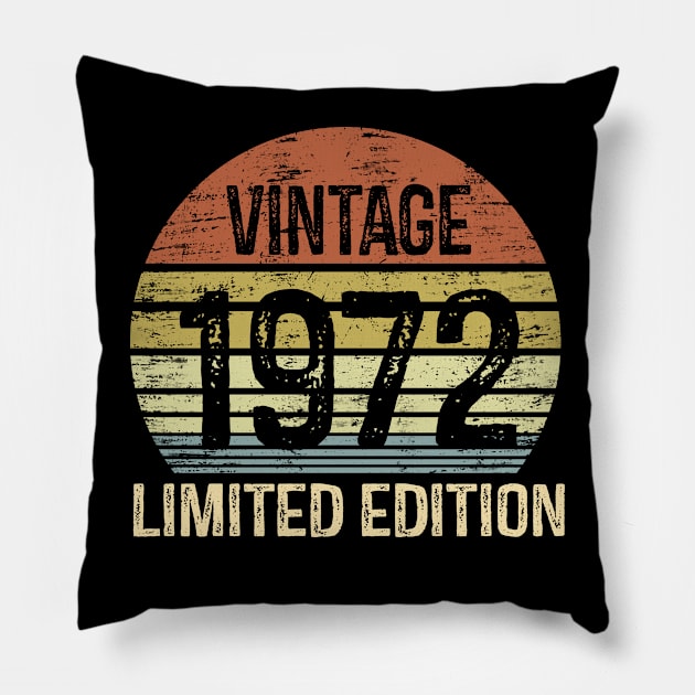 Vintage 1972 Limited Edition Birthday Gift Pillow by AlvinReyesShop