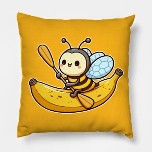 cute bee on banana canoe Pillow