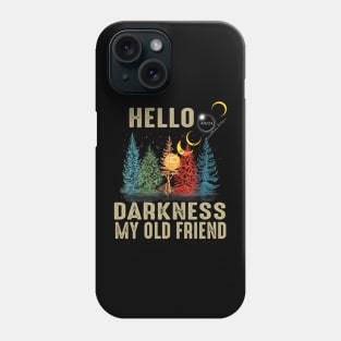 Retro Hello Darkness My Old Friend Solar Eclipse April 08 2024, Solar Eclipse 2024 Phone Case