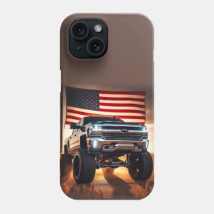 Chevrolet Silverado and The American Flag by Gas Autos Phone Case