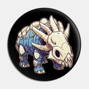 Spooky Kawaii Triceratops Isometric Dinosaur Skeleton Pin