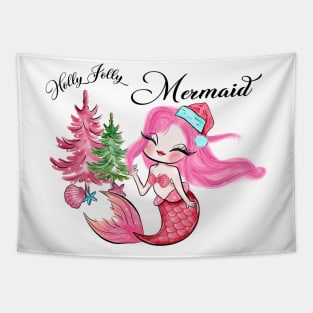 Holly Jolly Mermaid Tapestry