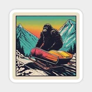 Grumpy Bigfoot Bobsleigh in Winter Magnet